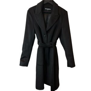 KARL LAGERFELD PARIS belted wool blend coat